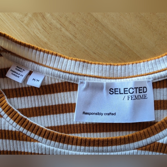 Selected/Femme Striped Long Sleeve T-shirt - Picture 6 of 14